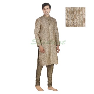 Kurta pajama- Dupain silk cloth in Indian khaki color